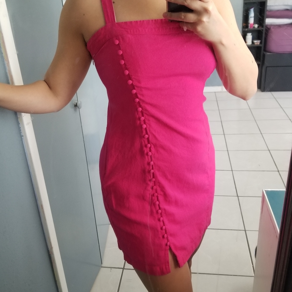 Forever 21 hot pink linen dress